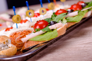 Food Catering bread sandwich meat tomato