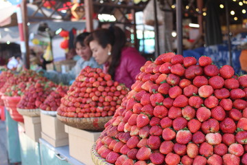 Strawberry Market in Da Lat Market Vietnam