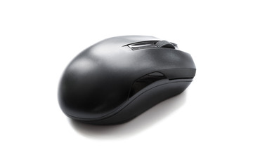 wireless mouse of black color on a white background