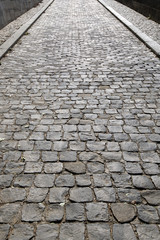 A road paved with setts in Paris, France