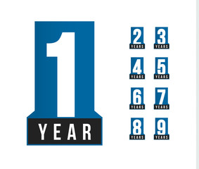 Anniversary vector icon. Birthday logo template. Greeting card design element. Simple business anniversary emblem. Blue strict style number. Isolated vector illustration on white background.