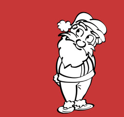 Kerstman kijkt schuin omhoog