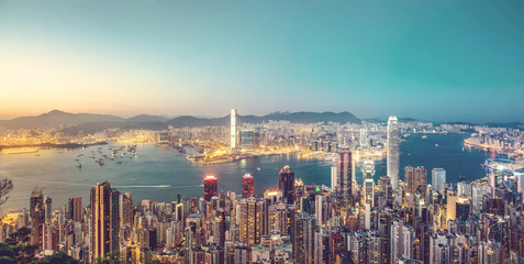 Stadtbild von Hongkong im Vintage-Ton