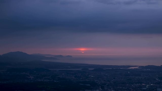 Cityscape Ocean Sunset Time Lapse in Kitakyushu, Japan