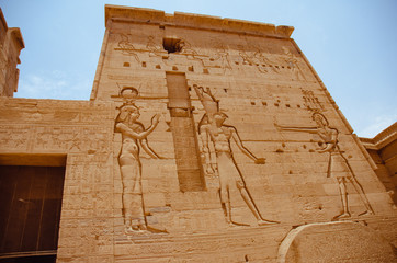 ancient sculpture in temple philae, Egypt