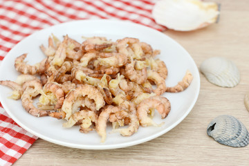 north sea crabs in the bowl  on wood