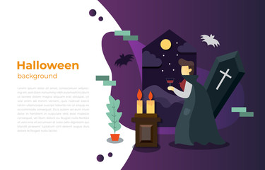 Halloween vector vampire illustration background.