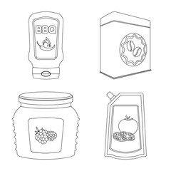 Vector illustration of can and food logo. Collection of can and package stock vector illustration.