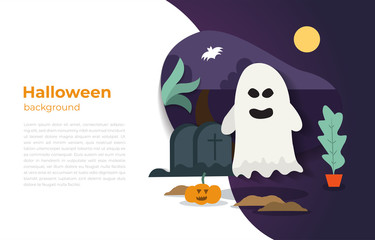 Halloween vector wraith illustration background.