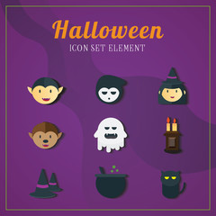 Halloween icon illustrations element set one