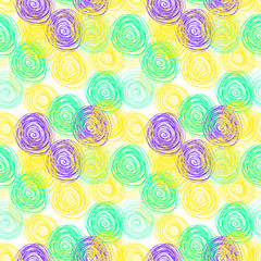 Fototapeta premium Vector Doodle Seamless Pattern, Bright Colors, Drawn Background.