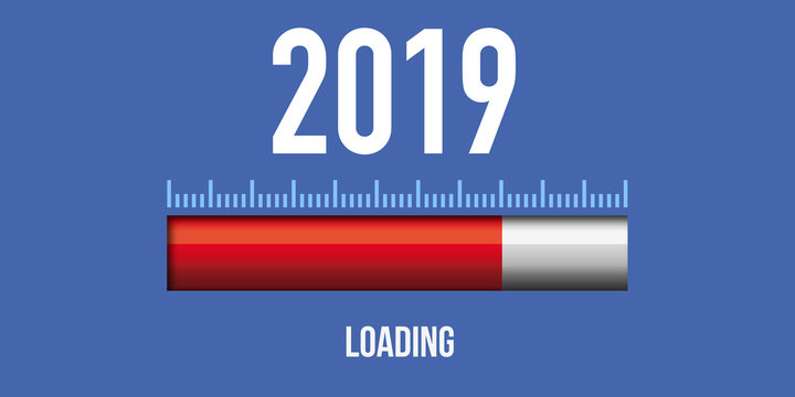 Carte de vœux 2019 avec le concept du téléchargement de la nouvelle année.