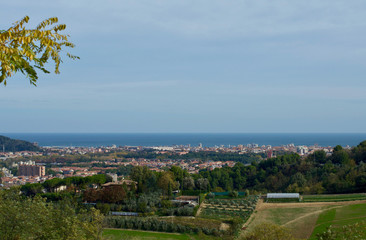 beach in the Adriatic sea with blue water, plants, yellow sand and with a wonderful panorama, hdr photos and made with a tripod