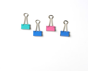 Paper clip on white background with copy space.