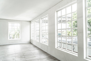 empty room with glass window