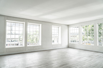 empty room with glass window