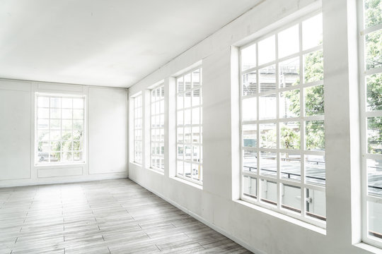 empty room with glass window