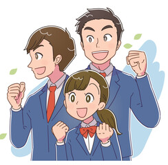 希望に満ち溢れた高校生のイラスト