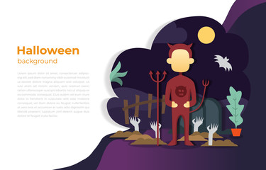 Halloween vector demon goblin illustration background.