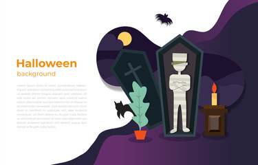 Halloween vector mummy illustration background.