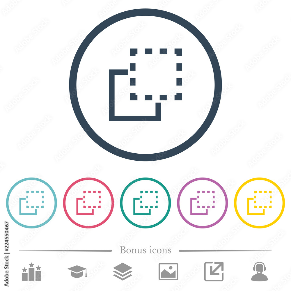 Aufkleber bring element to front flat color icons in round outlines