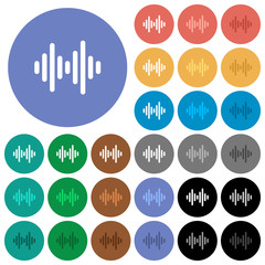 Sound wave round flat multi colored icons