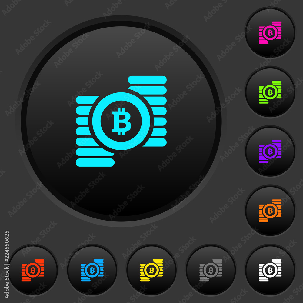 Poster bitcoins dark push buttons with color icons
