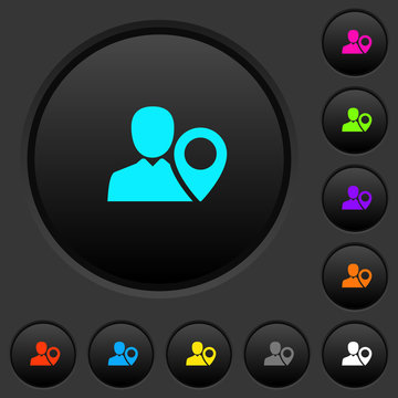 User location dark push buttons with color icons