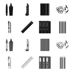 Isolated object of office and supply sign. Collection of office and school vector icon for stock.