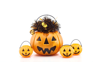 plastic jack-o-lantern on white