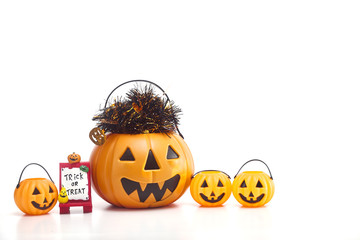 plastic jack-o-lantern on white