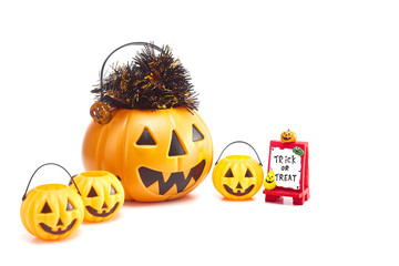 plastic jack-o-lantern on white