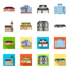 Vector design of building and front logo. Collection of building and roof vector icon for stock.