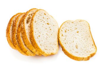 Fresh wheat bread on white background