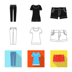 Isolated object of woman and clothing logo. Collection of woman and wear stock vector illustration.