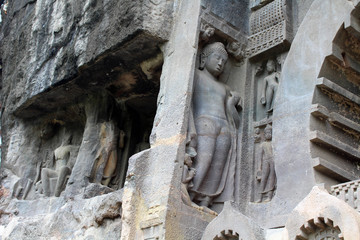 The wonder of Ajanta caves, the rock-cut Buddhist monuments.