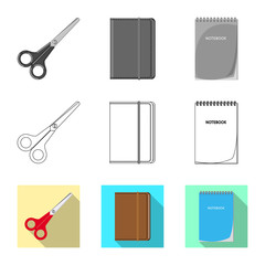Vector design of office and supply icon. Collection of office and school stock symbol for web.