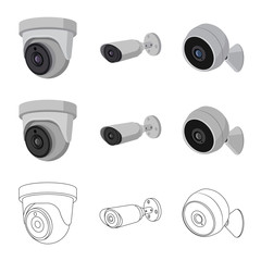 Isolated object of cctv and camera symbol. Collection of cctv and system stock symbol for web.