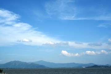 clouds over the sea at shenzhen bay, china
