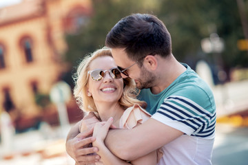 Lovely couple in city street