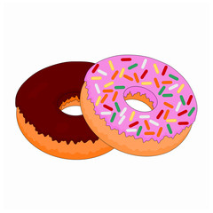 Isolated tasty fast food sweet doughnut , vector icon