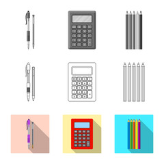 Isolated object of office and supply symbol. Set of office and school stock symbol for web.