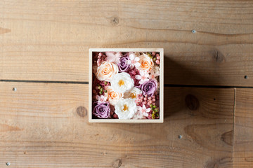 箱に入ったプリザーブドフラワー