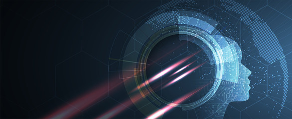 Artificial intelligence. Technology web background. Virtual concept