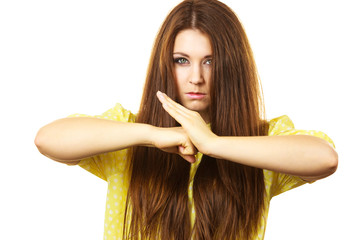 Assertive woman showing anger
