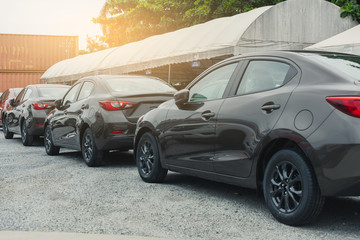 BANGSEAN THAI AUG 18, Car stock brand product mazda such as mazda2 cx5 cx3 mazda3 and bt 50 pro all new in stock of showroom for selling to customer illustrative editrial image.