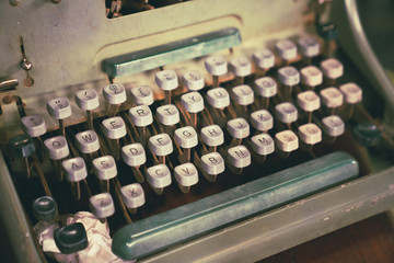 Close up Vintage typewriter,touch-up in retro style, Selective focus