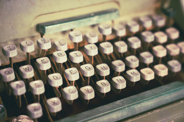 Close up Vintage typewriter,touch-up in retro style, Selective focus