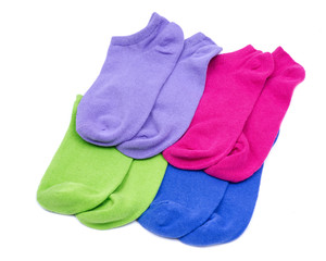 Woman's original ankle low rise colorful socks isolated on white background