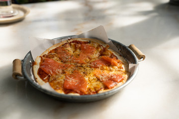 close up Hot delicious Homemade pizza in restaurant